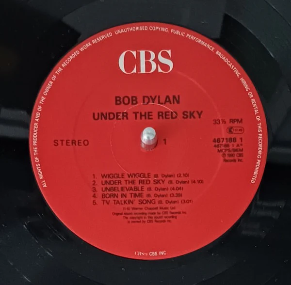 BOB DYLAN, Under the Red Sky (CBS; 467188, UK 1990, Inner) LP VG+/VG+ - Image 3