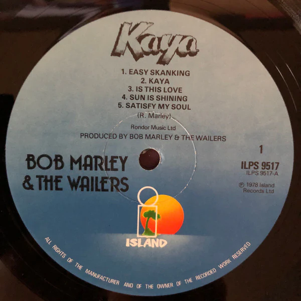 BOB MARLEY AND THE WAILERS, Kaya (Island Records; ILPS 9517, UK 1978, Company Inner, No "EMI" on labels.) LP VG/VG+ - Image 3