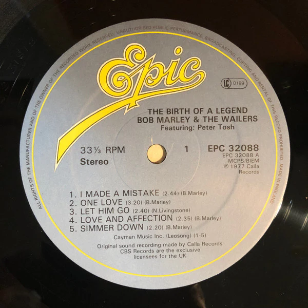 BOB MARLEY & THE WAILERS FEATURING PETER TOSH, The Birth Of A Legend (Epic; EPC 32088, UK 1980s Reissue) LP VG/VG+ - Image 3