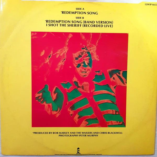 BOB MARLEY & THE WAILERS, Redemption Song (Island Records; 12WIP 6653, UK 1980, Glossy Sleeve) 12" VG/VG+ - Image 2