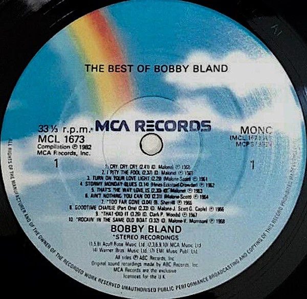 BOBBY BLAND, The Best Of Bobby Bland (MCA Blue Rainbow; MCL 1673, UK 1982) LP VG/G+ - Image 3