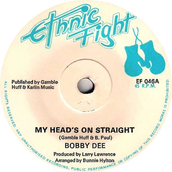 BOBBY DAVIS, My Head's On Straight (Ethnic Fight; EF 046, UK 1980s, Solid Centre) 7" /VG+