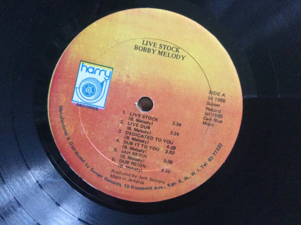 BOBBY MELODY, Live Stock (Harry J. Records Inc.; none, Jamaica 1985), SALE - Up to 50% Off the Original Price LP VG/VG - Image 3