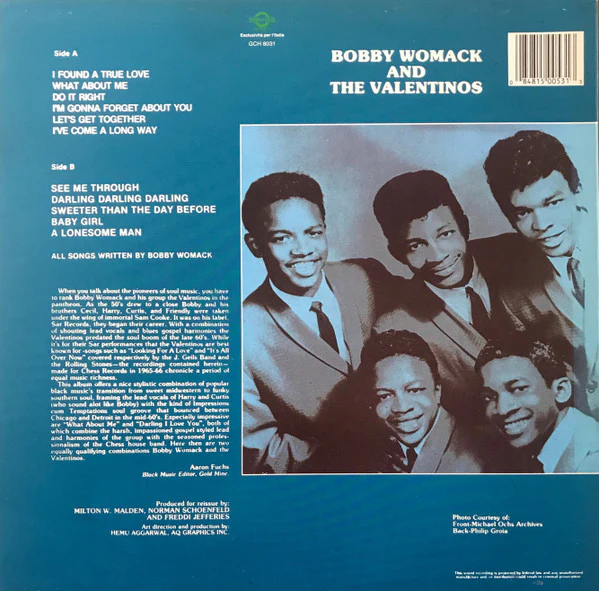 BOBBY WOMACK AND THE VALENTINOS, Bobby Womack And The Valentinos (Chess; GCH 8031, Italy Reissue) LP VG/VG+ - Image 2