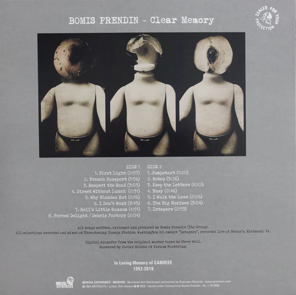 BOMIS PRENDIN, Clear Memory (Mental Experience; MENT030, Spain 2020) LP VG+/EX - Image 2