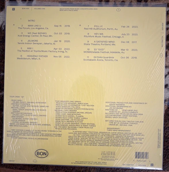 BON IVER, VOLUMES: ONE "SELECTIONS FROM MUSIC CONCERTS 2019-2023 BON IVER 6 PIECE BAND (Jagjaguwar; JAG485LP, Europe 2026, Standard Sleeve, Insert) LP NEW/NEW - Image 2