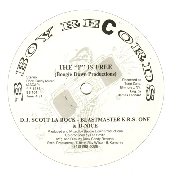 BOOGIE DOWN PRODUCTIONS, South Bronx / The "P" Is Free (B-Boy Records; BB 100, US 1986) 12" /VG+ - Image 2