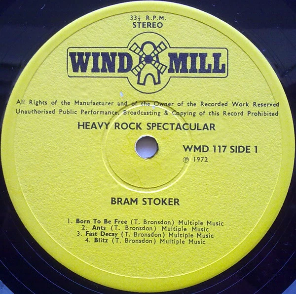 BRAM STOKER, Heavy Rock Spectacular (Windmill; WMD 117, UK 1972, Laminated Front Sleeve) LP VG/VG - Image 3