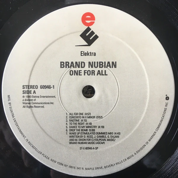 BRAND NUBIAN, One For All (Elektra; 9 60946-1, US 1990) LP VG/G+ - Image 3