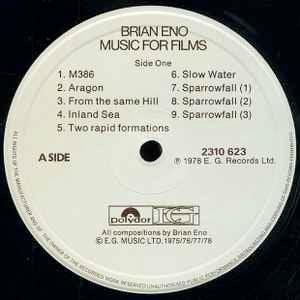 BRIAN ENO, Music for Films (Polydor; 2310623, UK 1978, Textured Sleeve, A3/B2 Matrix.) LP VG/VG+ - Image 3
