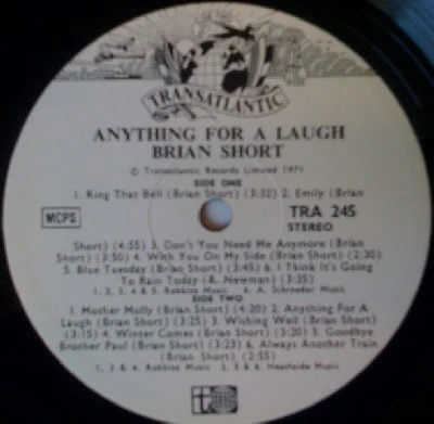 BRIAN SHORT, Anything For A Laugh (Transatlantic Picture Label; TRA245, UK 1971, Textured Gatefold) LP VG/VG - Image 2