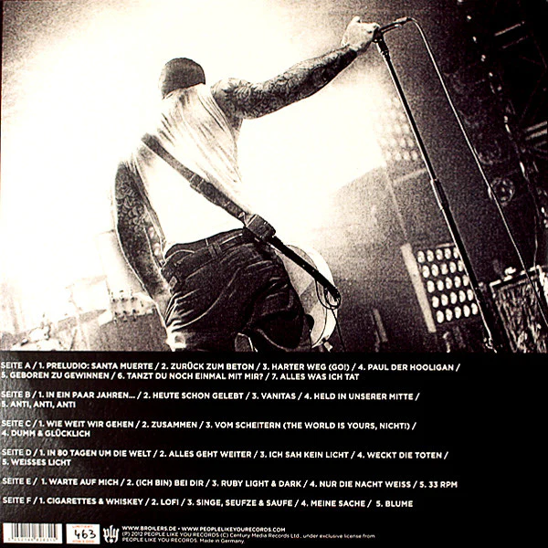 BROILERS, Santa Muerte Live Tapes (People Like You Records ; 4682631, Germany 2012, Gatefold, 3 Inners, Stickered Sleeve, 180 Gram Vinyl, Limited Edition) 3xLP EX/EX - Image 2