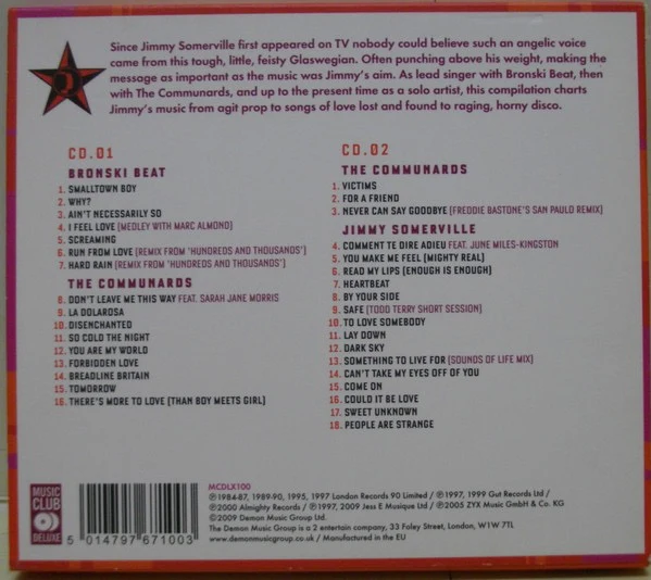 BRONSKI BEAT / THE COMMUNARDS & JIMMY SOMERVILLE, For A Friend (The Best Of Bronski Beat / The Communards & Jimmy Somerville) (Music Club Deluxe; MCDLX100, Europe 2009, Card Slipcase with Je 2xCD VG+/VG+ - Image 2