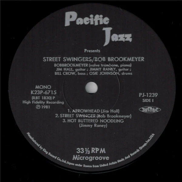 BROOKMEYER / HALL / RANEY WITH OSIE JOHNSON AND BILL CROW, The Street Swingers (Pacific Jazz; K23P 6715, Japan 1981, Insert) LP VG/VG+ - Image 3
