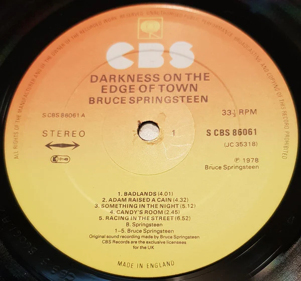 BRUCE SPRINGSTEEN, Darkness On The Edge Of Town (CBS Orange/Yellow; CBS 86061, UK 1978, Inner & Insert) LP VG/VG+ - Image 3
