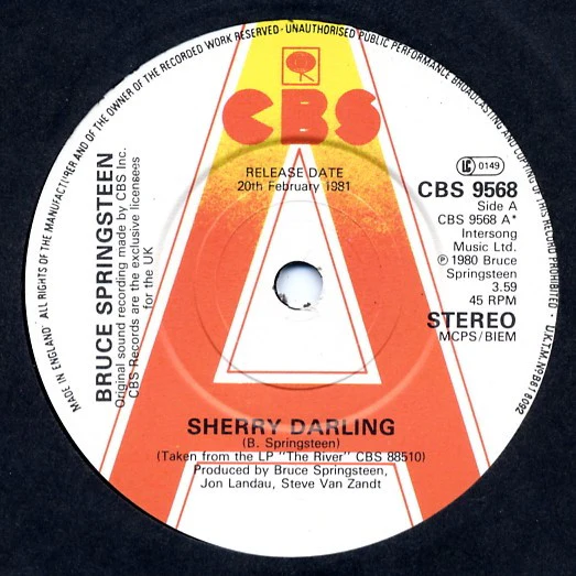 BRUCE SPRINGSTEEN, Sherry Darling (CBS; 9568, UK 1981, A Label Demo, Picture Sleeve) 7" VG/VG+ - Image 2