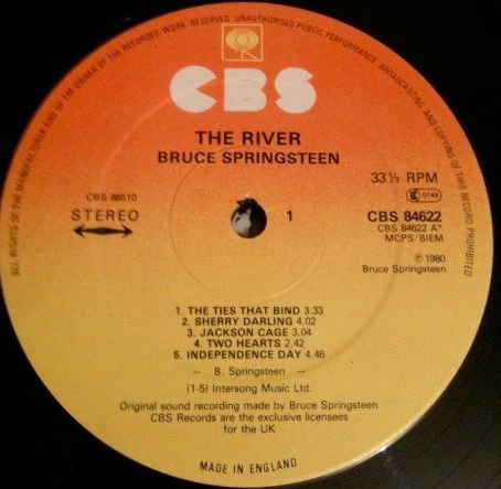 BRUCE SPRINGSTEEN, The River (CBS Orange/Yellow; 88510, UK 1980, 2 Square Corner Inners, Folded Lyric Insert) 2xLP VG/VG - Image 3
