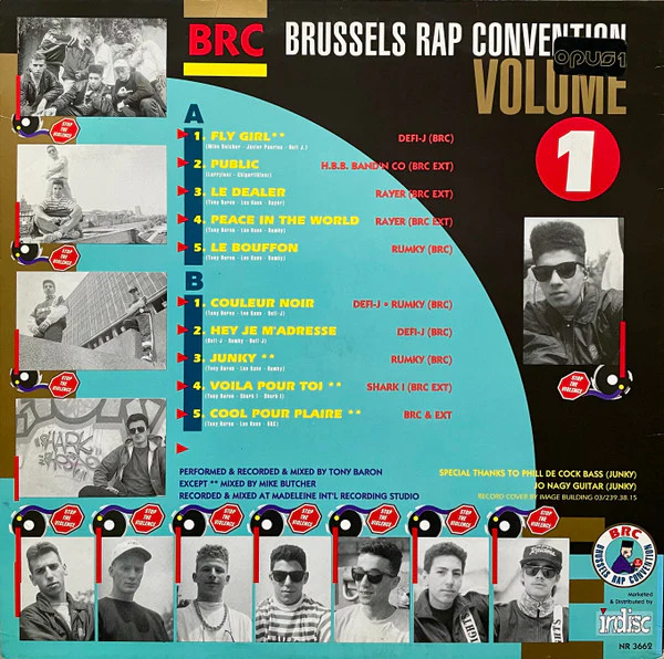 BRUSSELS RAP CONVENTION, BRC - Brussels Rap Convention Volume 1 (Indisc; NR 3662, Belgium 1990, Picture Sleeve, Inner) LP G+/G+ - Image 2