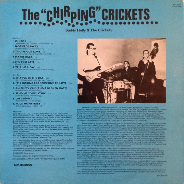 BUDDY HOLLY AND THE CRICKETS, The "Chirping" Crickets (MCA Coral; MCL 1753, UK 1983 Reissue, No Barcode ) LP VG+/VG+ - Image 2