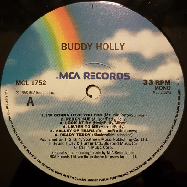 BUDDY HOLLY, Buddy Holly (MCA Records; MCL 1752, UK 1985) LP VG+/VG - Image 3