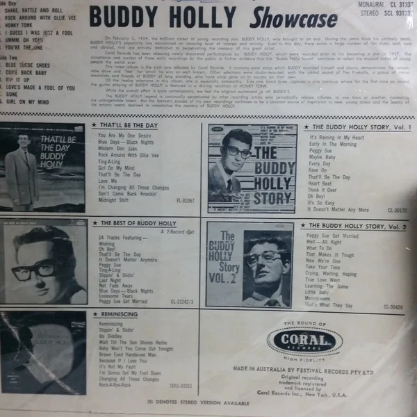 BUDDY HOLLY, Showcase (Coral; SCL 931337, Australia 1964) LP VG/VG - Image 2