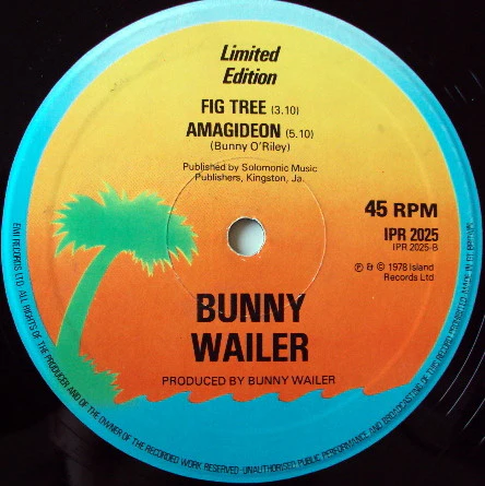 BUNNY WAILER, Roots Radics Rockers & Reggae / Fig Tree / Amagideon (Island; IPR2025, UK 1978, Company Sleeve), SALE - Up to 50% Off the Original Price  12" VG/VG - Image 2