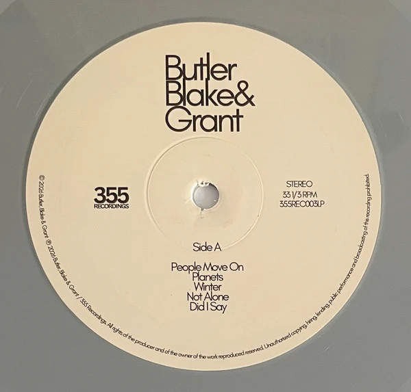 BUTLER, BLAKE & GRANT, Murmurs (355 Recordings; 355REC3LP, Europe 2026, Inner, Limited Edition Pressing of 1000, Numbered Sleeve, 12" Silver Vinyl) LP NEW/NEW - Image 3