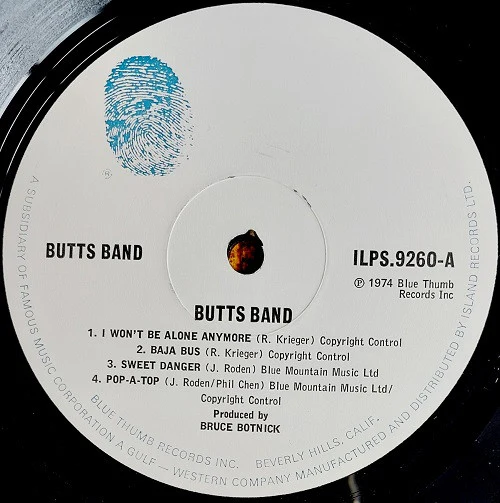 BUTTS BAND, Butts Band (Blue Thumb records; ILPS 9260, UK 1974) LP VG+/VG - Image 3