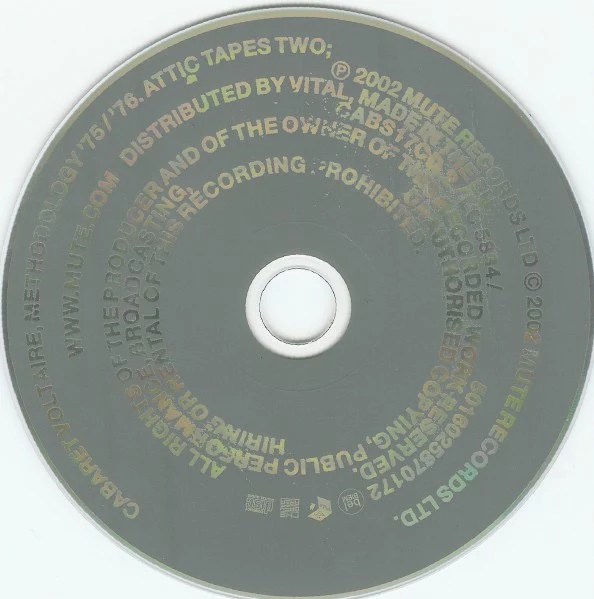 CABARET VOLTAIRE, Methodology '74 / '78. Attic Tapes; (Mute; CABS17CD, Europe 2003, Box Set, Booklet & 3 Inners) 3xCD VG/VG+ - Image 2