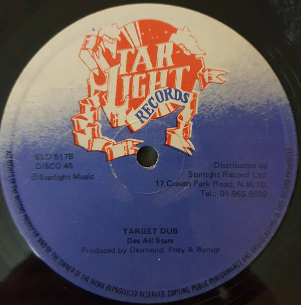 CANDY MCKENZIE / DES ALL STARS, Thinking Of You / Target Dub (Starlight Records; SLD 517, UK 1981) 12" /G - Image 2