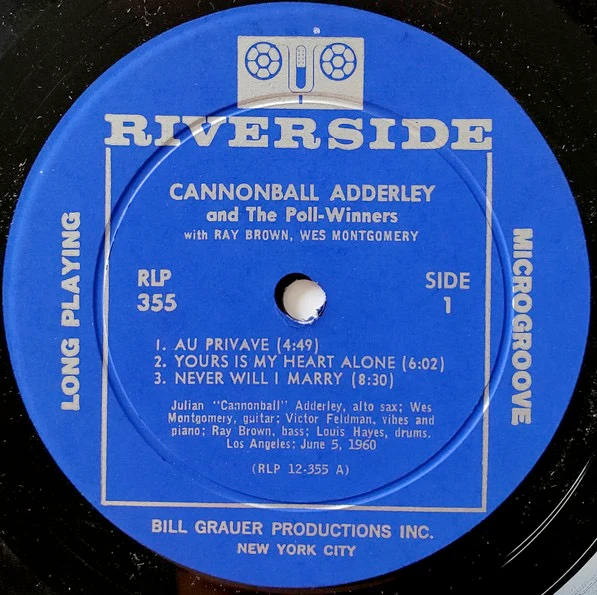 CANNONBALL ADDERLEY, Cannonball Adderley And The Poll-Winners Featuring Ray Brown And Wes Montgomery (Riverside Blue and White; RLP 355, UK 1960, Laminated Flipback Sleeve, Mono) LP VG+/VG+ - Image 3