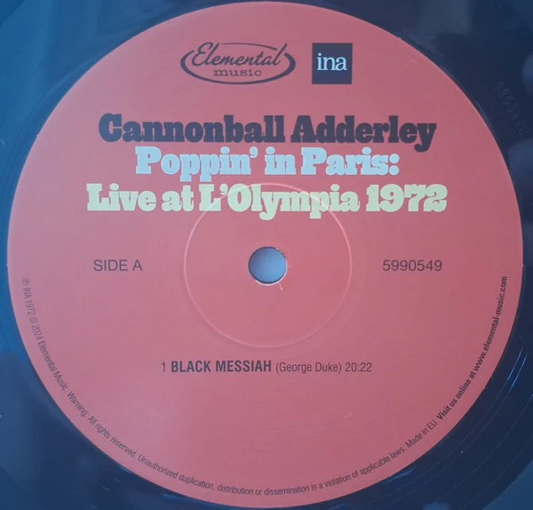 CANNONBALL ADDERLEY, Poppin' In Paris: Live At L'Olympia 1972 (Elemental Music; 5990549, Worldwide 2024, Gatefold, Booklet) 2xLP VG+/VG+ - Image 3