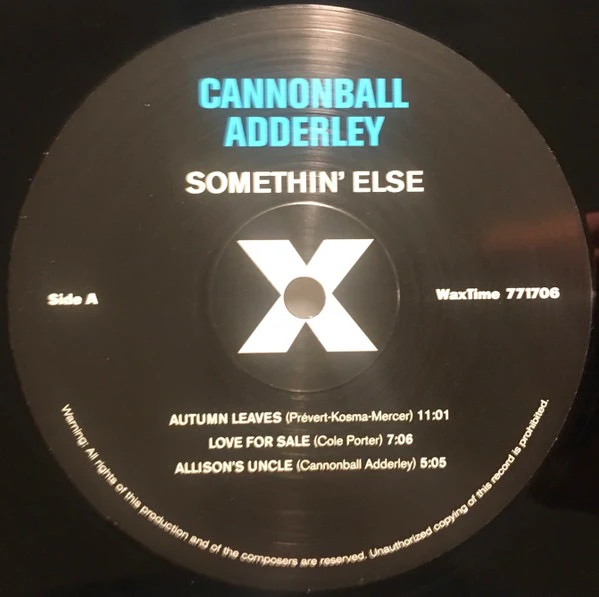 CANNONBALL ADDERLEY, Somethin' Else (WaxTime; 771706, Europe 2011, 180 Gram Vinyl) LP NEW/NEW - Image 3
