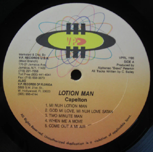CAPLETON, Lotion Man (VP Records; VPRL 1195, US 1991) LP VG+/VG+ - Image 3