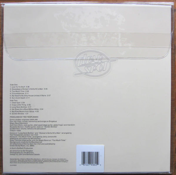 CAPTAIN BEEFHEART AND THE MAGIC BAND, Clear Spot (Reprise Records; 8122795845 , UK 2016 Reissue, Clear Plastic Sleeve, Replica Sleeve) LP VG+/VG+ - Image 2