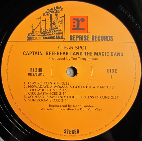 CAPTAIN BEEFHEART AND THE MAGIC BAND, Clear Spot (Reprise Records; 8122795845 , UK 2016 Reissue, Clear Plastic Sleeve, Replica Sleeve) LP VG+/VG+ - Image 3