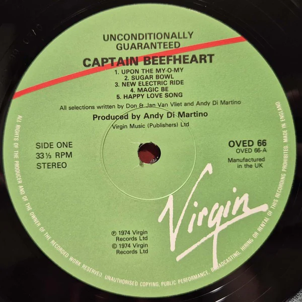CAPTAIN BEEFHEART AND THE MAGIC BAND, Unconditionally Guaranteed (Virgin Red/Green Labels; OVED 66, UK 1985 Reissue, Stereo On Rear Sleeve, No Kensal House Address On Sleeve. ) LP VG/VG - Image 3