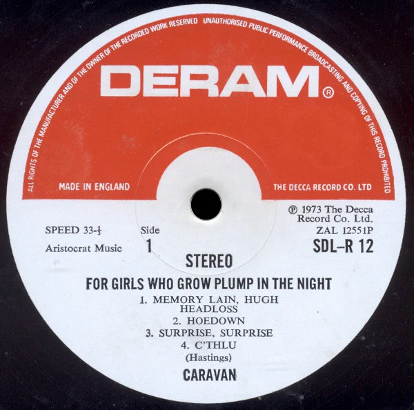 CARAVAN, For Girls Who Grow Plump In The Night (Deram Red and White; SDLR12, UK 1973, Laminated Gatefold Sleeve, ZAL-12552.P-3U) LP VG+/VG - Image 3