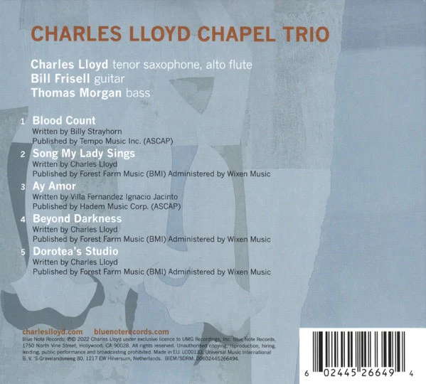 CHARLES LLOYD, Trios: Chapel (Blue Note; 00602445266494, Europe 2022, Fold Over Sleeve) CD VG+/VG+ - Image 2