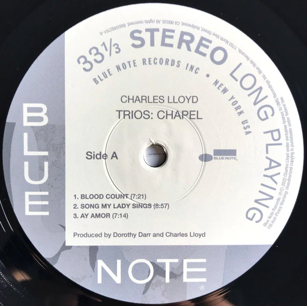 CHARLES LLOYD, Trios: Chapel (Blue Note; 4526650, Worldwide 2022, Gatefold) LP NEW/NEW - Image 3