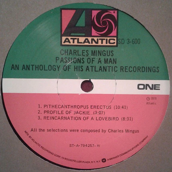 CHARLES MINGUS, Passions Of A Man: An Anthology Of His Atlantic Recordings (Atlantic; SD 3-600, US 1979, Triple Gatefold, Company Inner) 3xLP VG/VG - Image 3