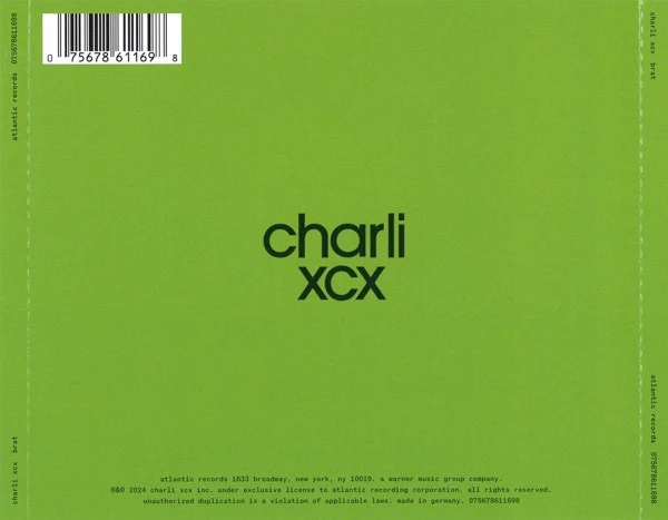 CHARLI XCX, Brat (Atlantic; 0075678611698, Europe 2024, Jewel Case, 16 Page Booklet) CD NEW/NEW - Image 2