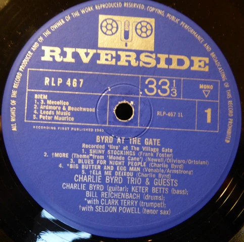 CHARLIE BYRD TRIO AND GUESTS, Byrd At The Gate (Riverside Records; RLP 467, UK 1964) LP VG+/VG - Image 3