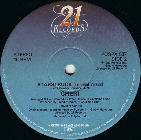 CHERI, Give It To Me Baby / Starstruck (21 Records ; POSPX 537, UK 1982) 12" /VG