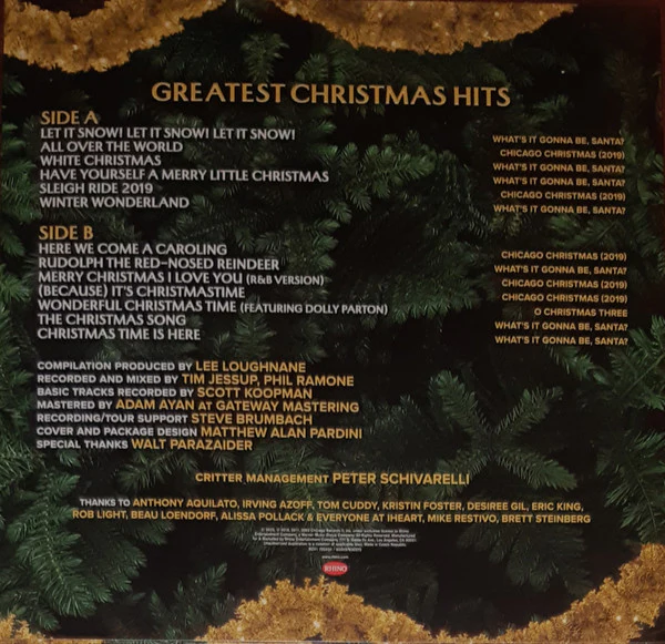 CHICAGO, Greatest Christmas Hits (Rhino Records; RCV5 72553, Worldwide 2023, Green Vinyl) LP EX/EX - Image 2