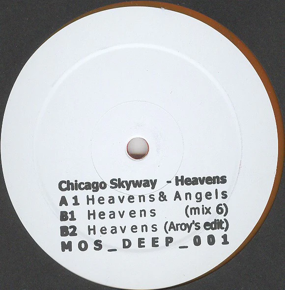 CHICAGO SKYWAY, Heavens (M>O>S Recordings; MOS_DEEP_001, Netherlands 2009, Stamped White Label, Plain Sleeve, Orange Marbled Vinyl), SALE - Up to 50% Off the Original Price  12" EP /VG+