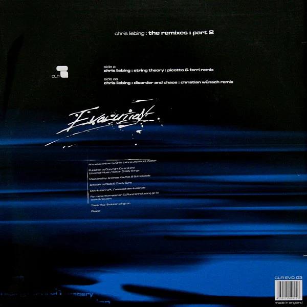 CHRIS LIEBING, The Remixes: Part 2 (Evolution; CLR EVO 03, Germany 2004, Picture Sleeve), SALE - Up to 50% Off the Original Price 12" VG/VG - Image 2
