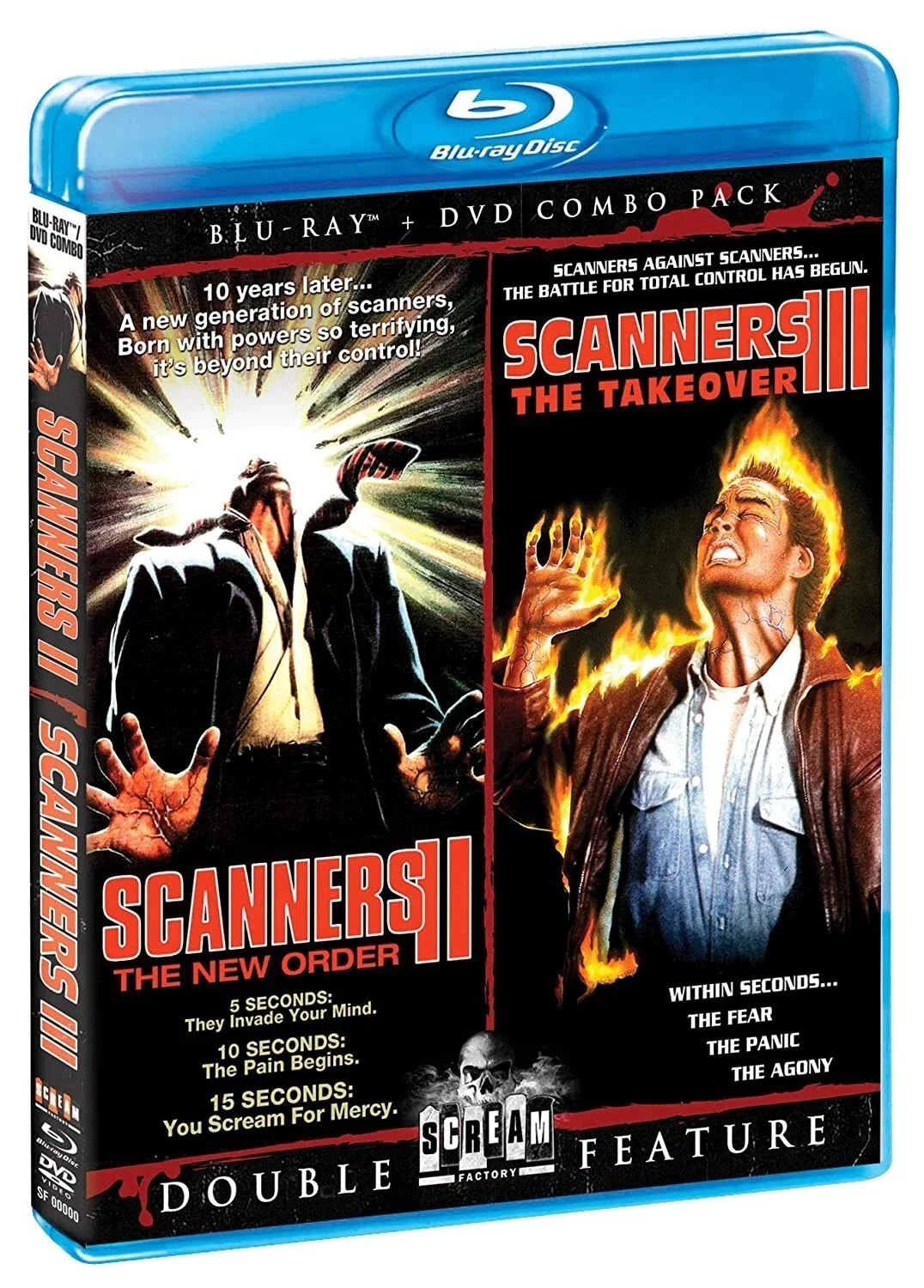 CHRISTIAN DUGUAY, Scanners II: The New Order/Scanners III: The Takeover (Scream Factory; SF14276, UK , Blu ray + DVD, Region A US) 2xBlu-Ray VG+/VG+