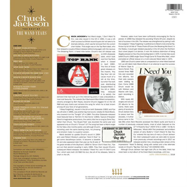 CHUCK JACKSON, The Best Of The Wand Years (Kent Soul ; KENT 510, UK 2018) LP VG+/VG - Image 2