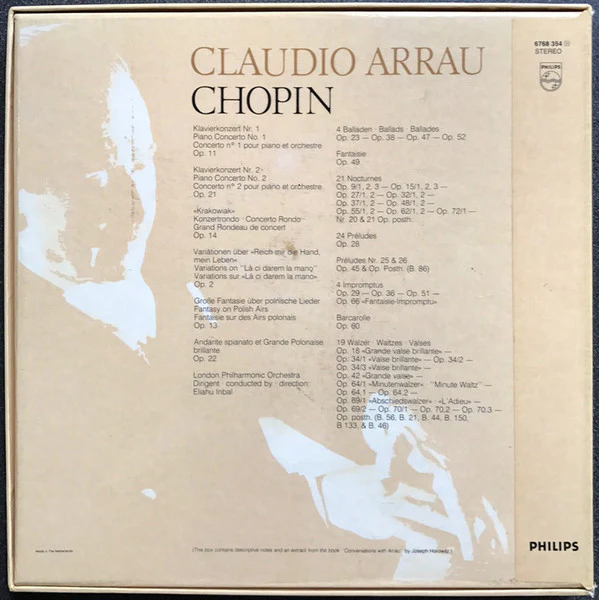 CLAUDIO ARRAU, Chopin: Arrau Edition (Philips; 6768 354, Netherlands 1983, Box Set, Booklet), SALE - Up to 50% Off the Original Price 9xLP VG+/VG+ - Image 2